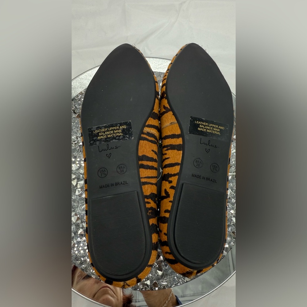 Lulus Emmy Leather Tiger Calf Hair Pointed-Toe Loafers - Picture 4 of 4